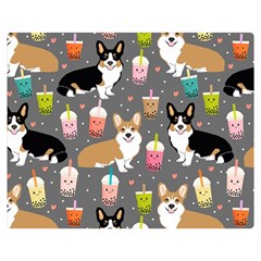 Welsh Corgi Dog Boba Tea Bubble Kawaii Two Sides Premium Plush Fleece Blanket (medium) by Grandong