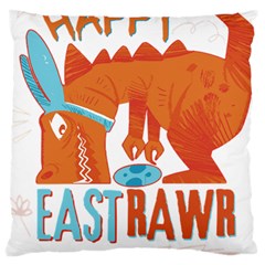 Easter Dinosaur T- Shirt Happy East Rawr T- Rex Dinosaur Easter Bunny T- Shirt Standard Premium Plush Fleece Cushion Case (one Side) by ZUXUMI