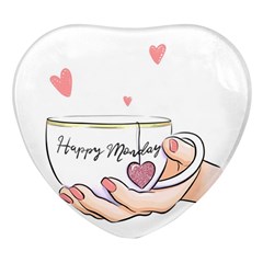 Happy Monday Heart Glass Fridge Magnet (4 Pack) by SychEva