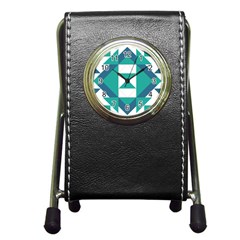 Abstract Pattern T- Shirt Hourglass Pattern Pen Holder Desk Clock