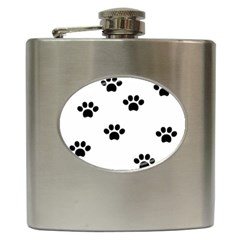 Dog Paw Print T- Shirt Paw Pattern 6 Hip Flask (6 Oz)