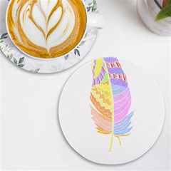 Feathers Design T- Shirtfeathers T- Shirt (3) Uv Print Round Tile Coaster
