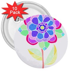 Flower Illustration T- Shirtflower T- Shirt 3  Buttons (10 Pack) 