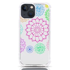 Flower Pattern T- Shirt Colorful Groovy Flower Pattern Outline T- Shirt Iphone 13 Mini Tpu Uv Print Case by EnriqueJohnson