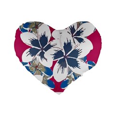 Hawaii T- Shirt Hawaii Branch Pattern T- Shirt Standard 16  Premium Flano Heart Shape Cushions by EnriqueJohnson