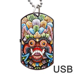 Wood Sculpture Bali Logo Dog Tag Usb Flash (two Sides) by Ket1n9
