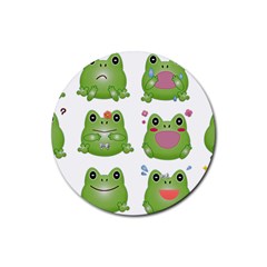 Kawaii-frog-rainy-season-japanese Rubber Round Coaster (4 Pack) by Grandong