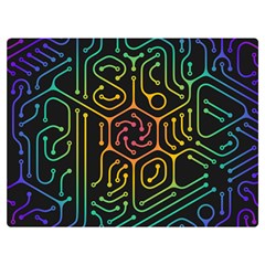Circuit Hexagonal Geometric Pattern Background Pattern Two Sides Premium Plush Fleece Blanket (extra Small) by Vaneshop