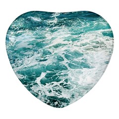 Blue Crashing Ocean Wave Heart Glass Fridge Magnet (4 Pack) by Jack14