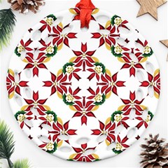 Christmas-wallpaper-background Ornament (round Filigree) by Amaryn4rt
