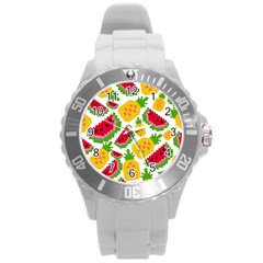 Watermelon-pattern-se-fruit-summer Round Plastic Sport Watch (l)