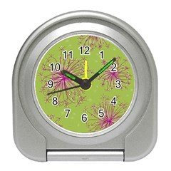 Dandelion Flower Background Nature Flora Drawing Travel Alarm Clock by Pakjumat