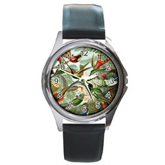 Humming Birds Trochilidae Round Metal Watch