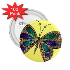 Butterfly Mosaic Yellow Colorful 2 25  Buttons (100 Pack) 