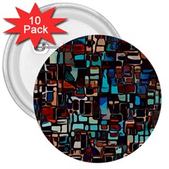 Stained Glass Mosaic Abstract 3  Buttons (10 Pack) 