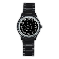 Scribbles Lines Drawing Picture Stainless Steel Round Watch