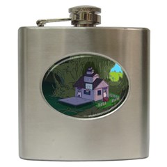 Purple House Cartoon Character Adventure Time Architecture Hip Flask (6 Oz)