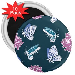 Butterfly Pattern Dead Death Rose 3  Magnets (10 Pack)  by Ravend