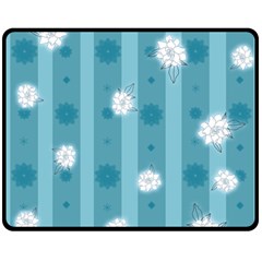 Gardenia Flowers White Blue Two Sides Fleece Blanket (medium) by Ravend