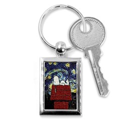 Cartoon Dog House Van Gogh Key Chain (rectangle) by Modalart