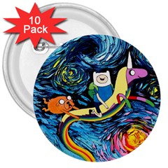 Adventure Time Art Starry Night Van Gogh 3  Buttons (10 Pack) 