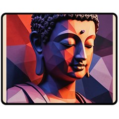 Let That Shit Go Buddha Low Poly (6) Two Sides Fleece Blanket (medium) by 1xmerch