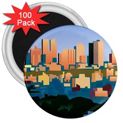 City Buildings Urban Dawn 3  Magnets (100 Pack)