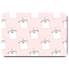 Pattern Pink Cute Sweet Fur Cats Large Doormat