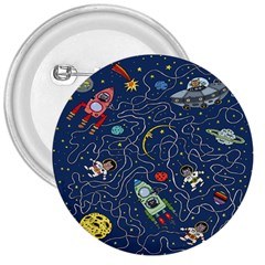 Cat Cosmos Cosmonaut Rocket 3  Buttons