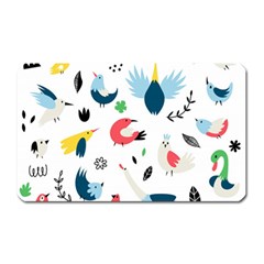 Vector Set Isolates With Cute Birds Scandinavian Style Magnet (rectangular) by Apen