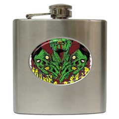 Zombie Star Monster Green Monster Hip Flask (6 Oz) by Sarkoni
