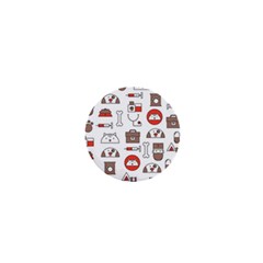 Vector Thin Line Art Vet Seamless Pattern 1  Mini Buttons by Bedest