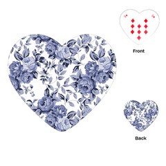 Blue Vintage Background Background With Flowers, Vintage Playing Cards Single Design (heart)