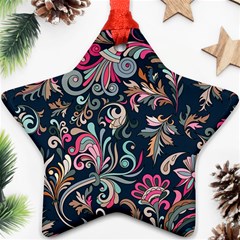 Coorful Flowers Pattern Floral Patterns Star Ornament (two Sides)