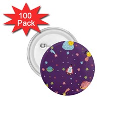 Space Travels Seamless Pattern Vector Cartoon 1 75  Buttons (100 Pack) 
