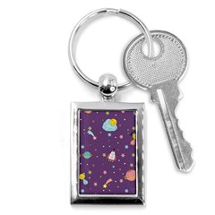 Space Travels Seamless Pattern Vector Cartoon Key Chain (rectangle)