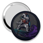 Illustration Astronaut Cosmonaut Paying Skateboard Sport Space With Astronaut Suit 3  Handbag Mirrors Front