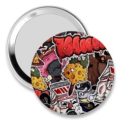 Stickerbomb Crazy Graffiti Graphite Monster 3  Handbag Mirrors