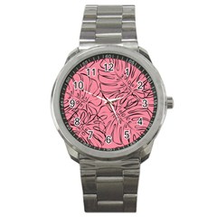 Pink Monstera Sport Metal Watch by ConteMonfrey