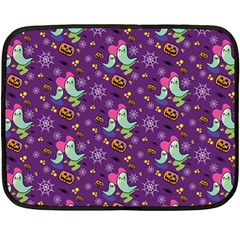 Pumpkin Ghost Skeleton Pattern Two Sides Fleece Blanket (mini)