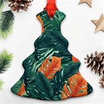 Green Tropical Leaves Christmas Tree Ornament (Two Sides) Front