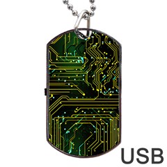 Circuits Circuit Board Yelow Dog Tag Usb Flash (two Sides)
