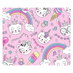 Beautiful Cute Animals Pattern Pink Premium Plush Fleece Blanket (small) by Grandong