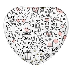 Big Collection With Hand Drawn Objects Valentines Day Heart Glass Fridge Magnet (4 Pack) by Bedest