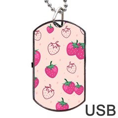 Seamless Strawberry Fruit Pattern Background Dog Tag Usb Flash (two Sides)