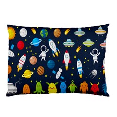 Big Set Cute Astronauts Space Planets Stars Aliens Rockets Ufo Constellations Satellite Moon Rover V Pillow Case