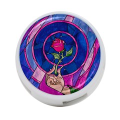 Enchanted Rose Stained Glass 4-port Usb Hub (one Side)