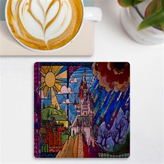 Castle Building Stained Glass Uv Print Square Tile Coaster 