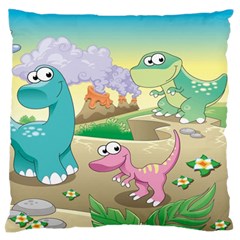 Kids Mural Cartoon Dinosaur Standard Premium Plush Fleece Cushion Case (one Side)