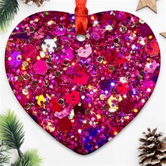 Pink Glitter, Cute, Girly, Glitter, Pink, Purple, Sparkle Ornament (heart)